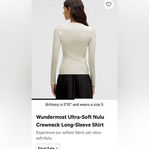 lululemon athletica Wundermost ultra-soft Fitted Long Sleeve Top in Light Cream